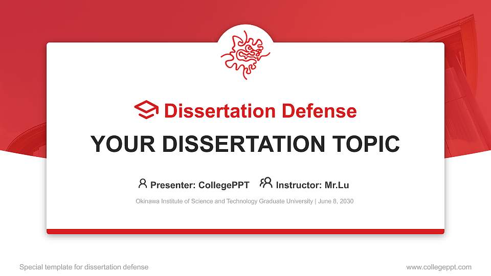 Okinawa Institute of Science and Technology Graduate University Graduation Thesis Defense PPT Template16:9 ratio PPT effect preview image