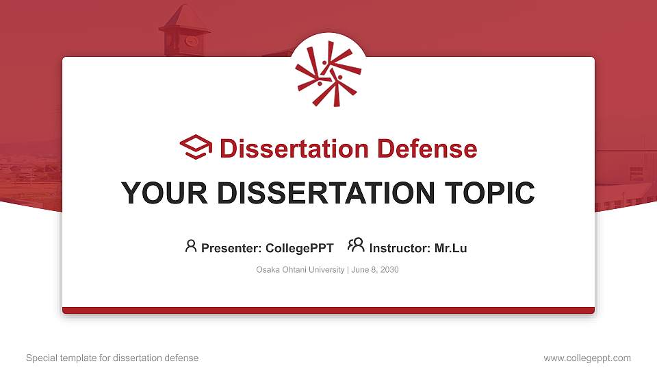 Osaka Ohtani University Graduation Thesis Defense PPT Template16:9 ratio PPT effect preview image