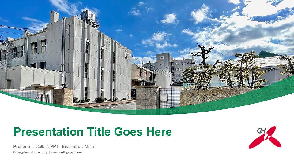 Ohkagakuen University Course/Courseware Creation PPT Template16:9 ratio PPT effect preview image
