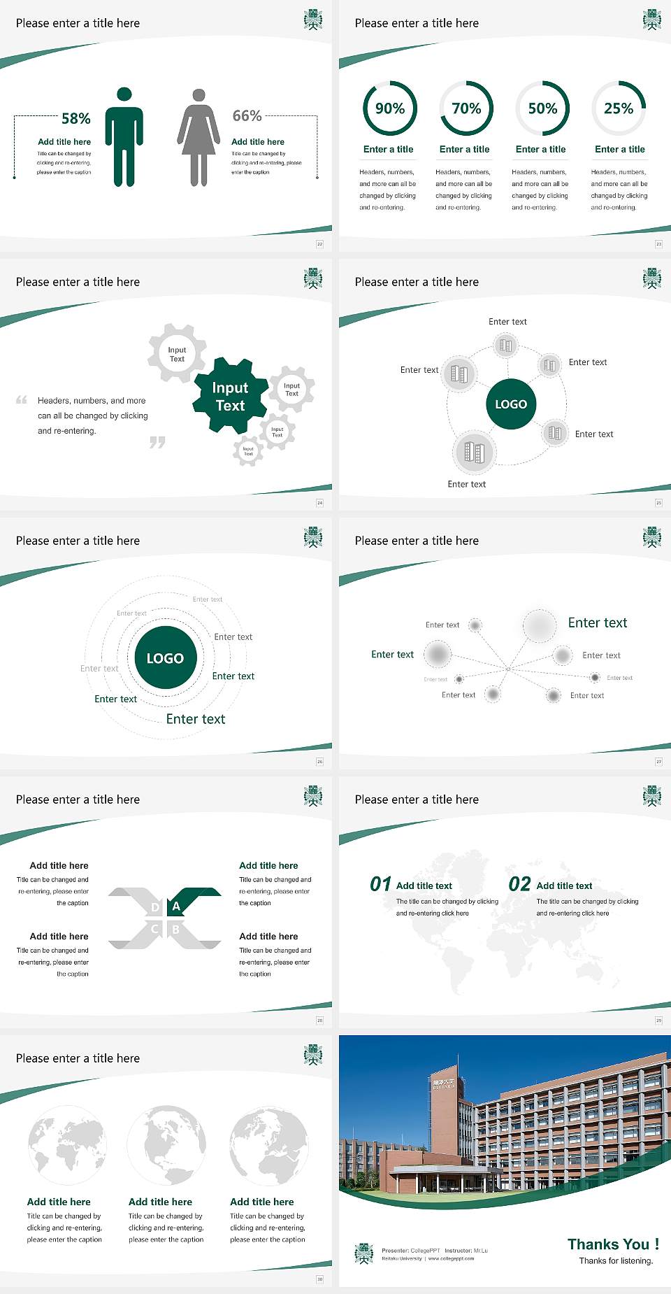 Reitaku University Course/Courseware Creation PPT Template4:3 ratio PPT effect preview image4