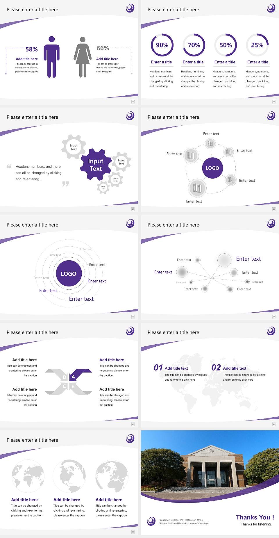 Okayama Prefectural University Course/Courseware Creation PPT Template4:3 ratio PPT effect preview image4