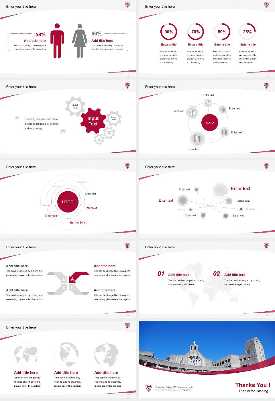 Okinawa Christian University Course/Courseware Creation PPT Template16:9 ratio PPT effect preview image4