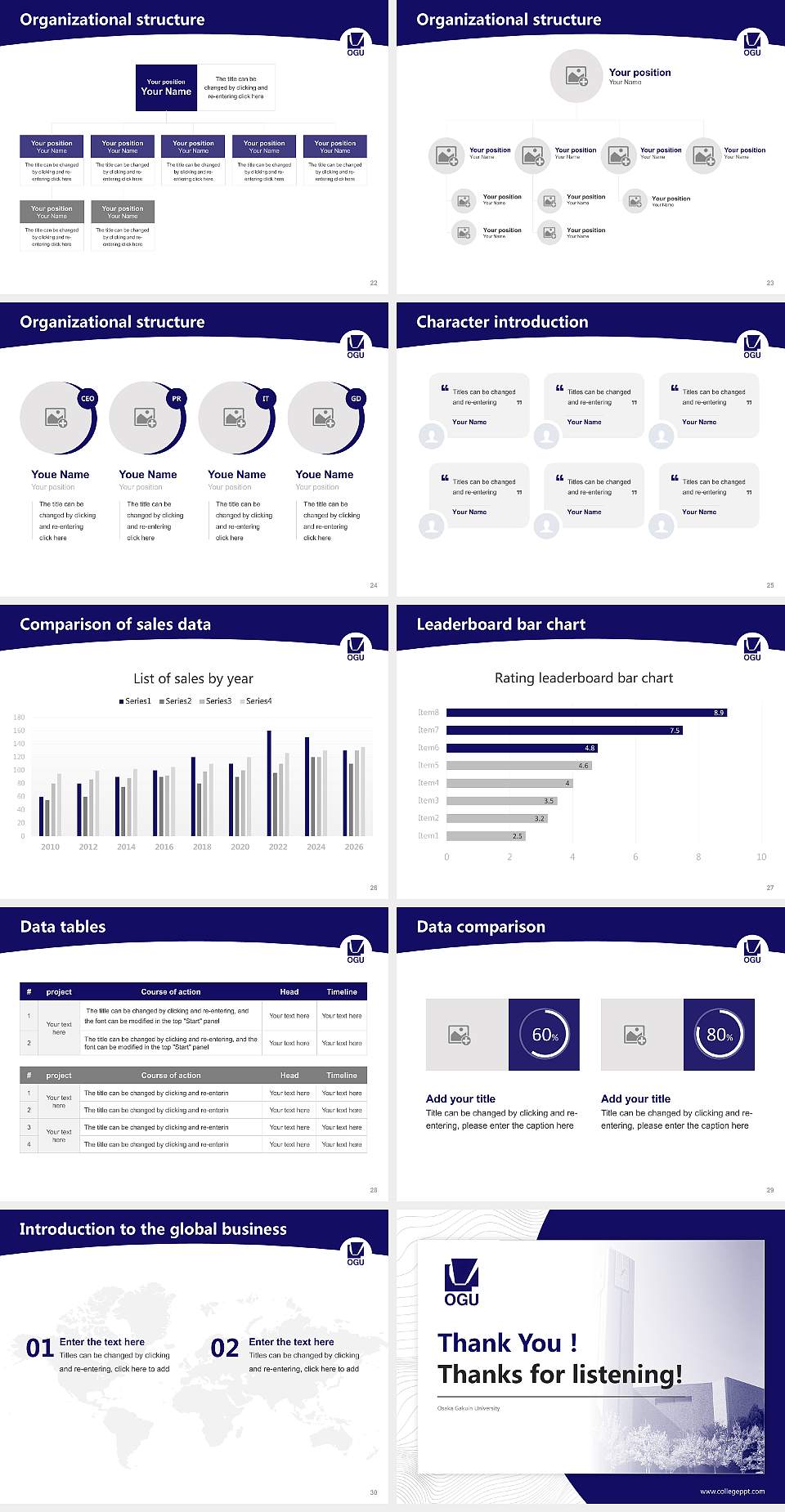 Osaka Gakuin University Academic Presentation/Research Findings Report PPT Template4:3 ratio PPT effect preview image4