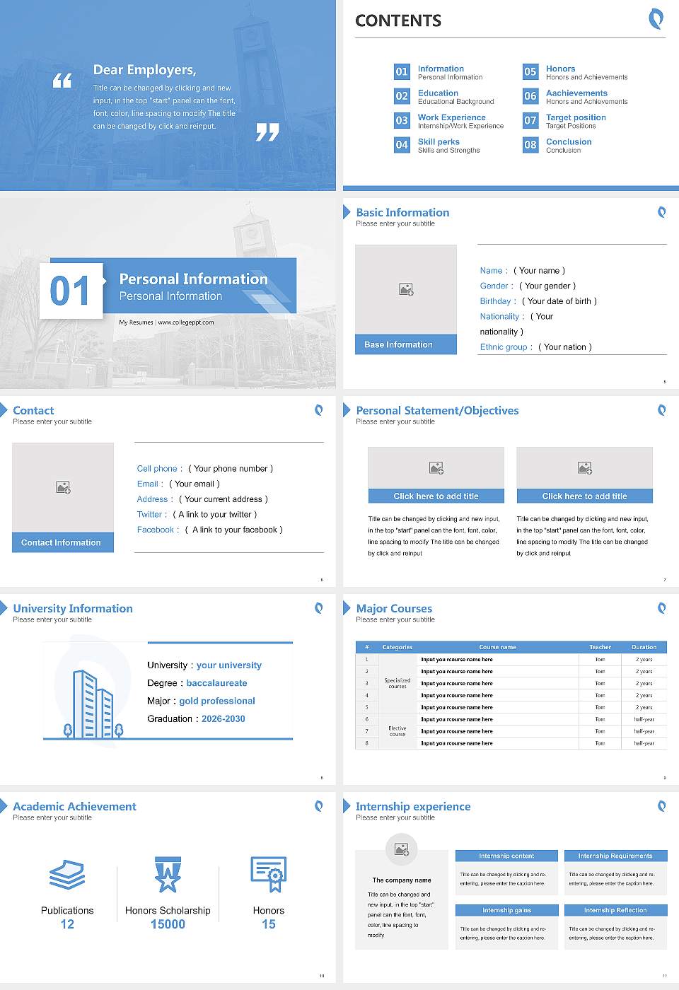 Osaka Dental University Resume PPT Template16:9 ratio PPT effect preview image2