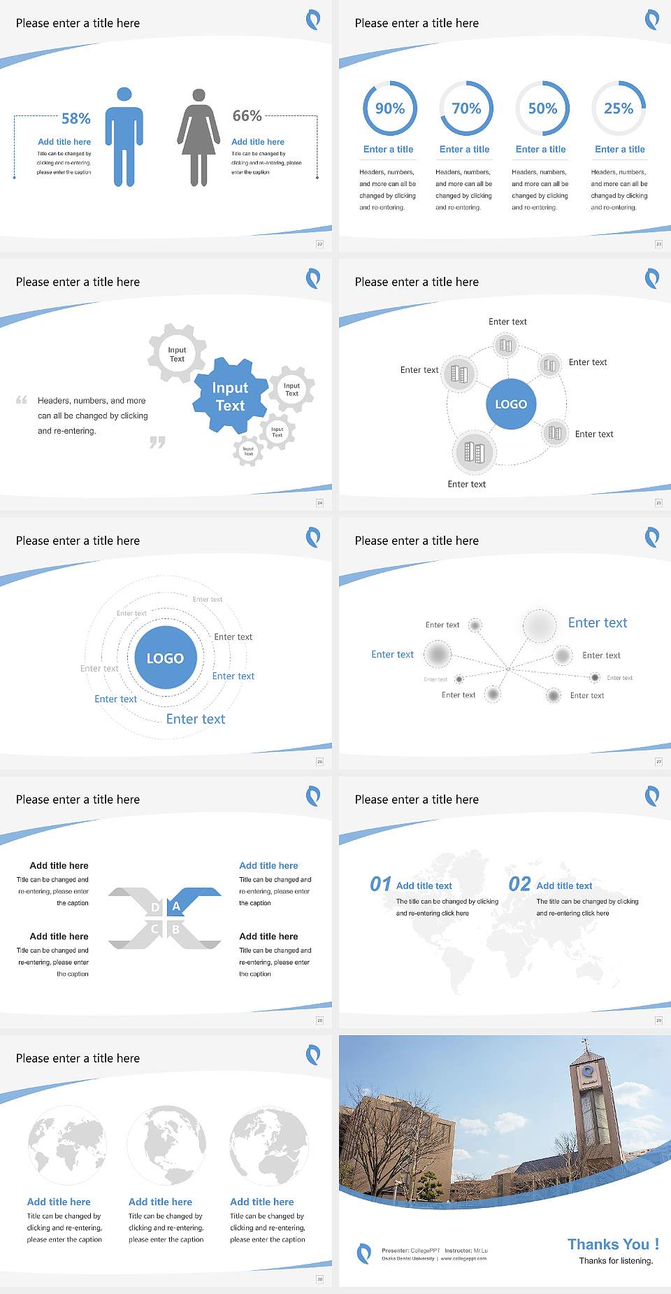 Osaka Dental University Course/Courseware Creation PPT Template4:3 ratio PPT effect preview image4