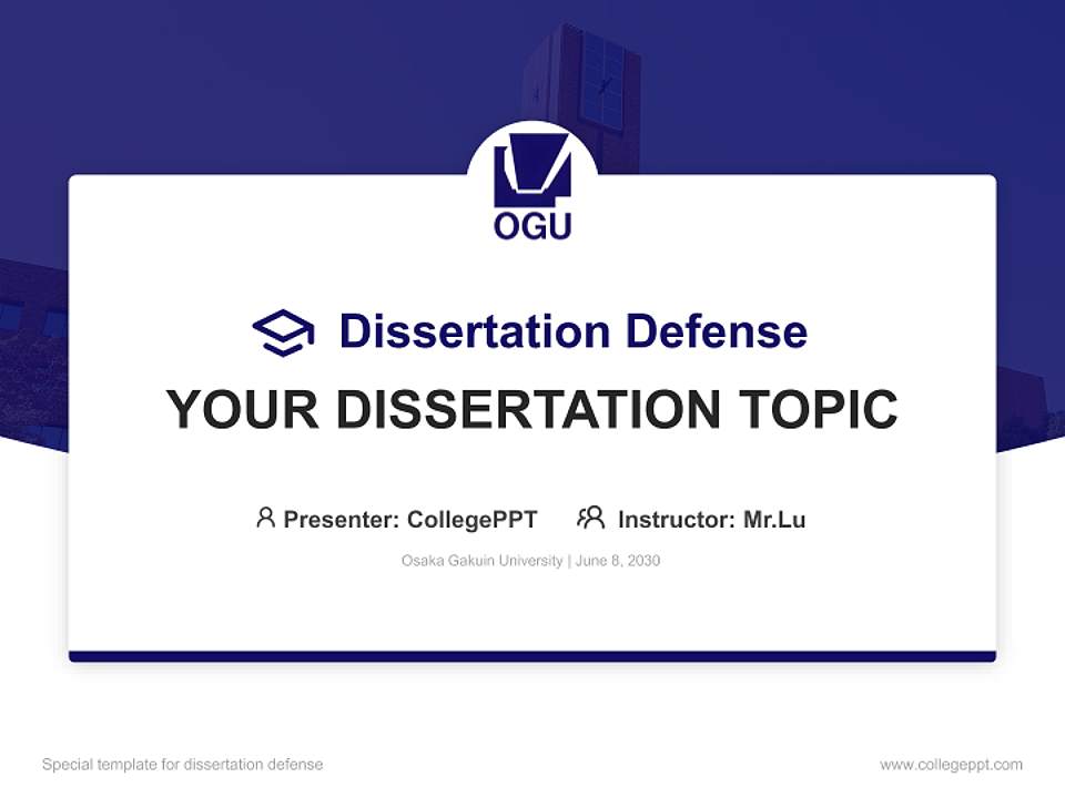 Osaka Gakuin University Graduation Thesis Defense PPT Template4:3 ratio PPT effect preview image7