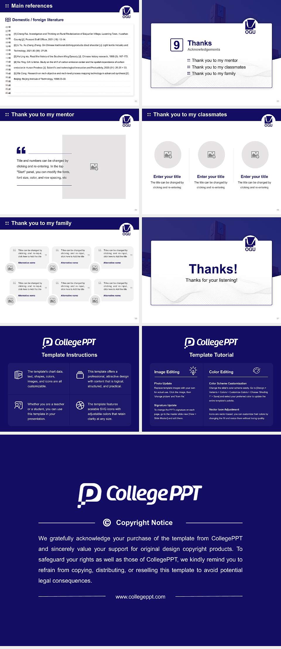 Osaka Gakuin University Graduation Thesis Defense PPT Template4:3 ratio PPT effect preview image7