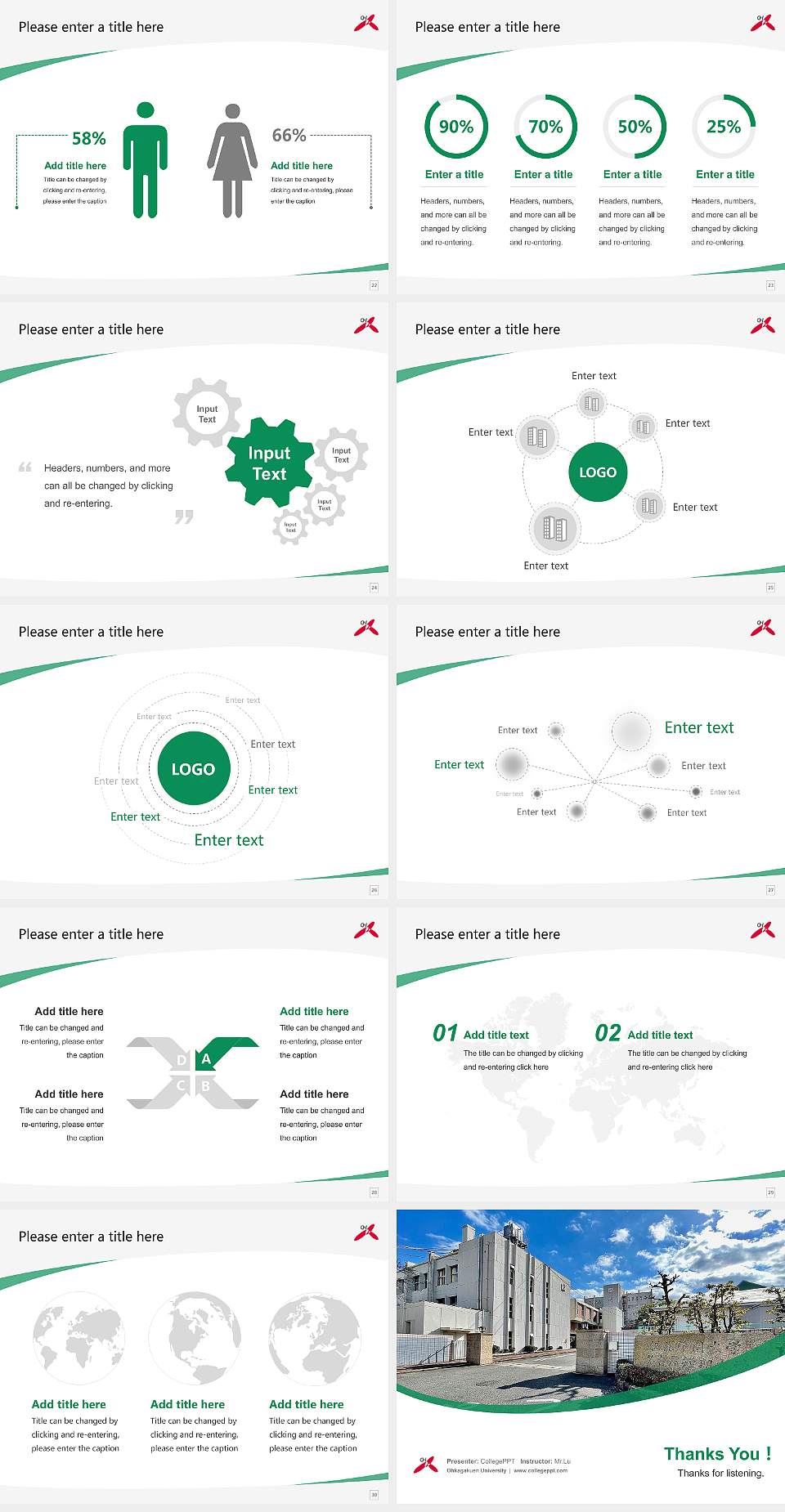 Ohkagakuen University Course/Courseware Creation PPT Template4:3 ratio PPT effect preview image4