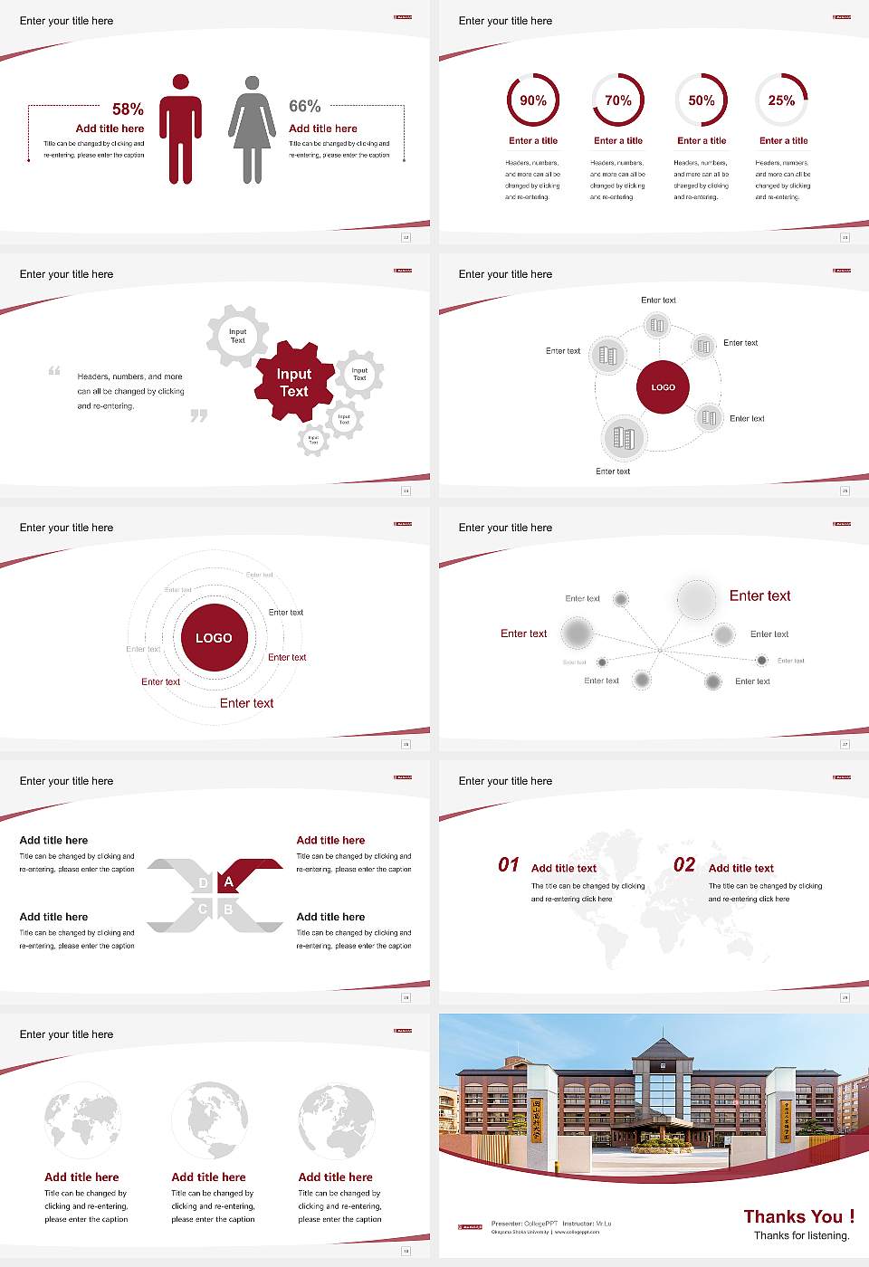 Okayama Shoka University Course/Courseware Creation PPT Template16:9 ratio PPT effect preview image4