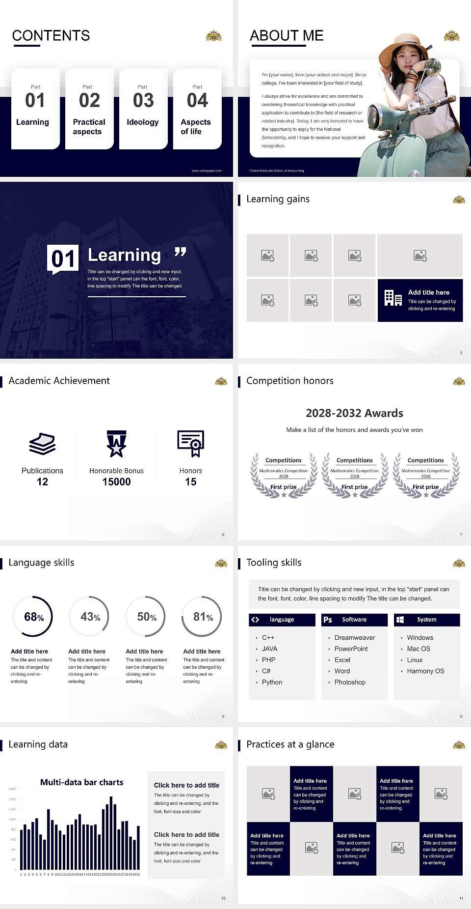 Ohara Graduate School of Accounting National Scholarship Defense PPT Template4:3 ratio PPT effect preview image2