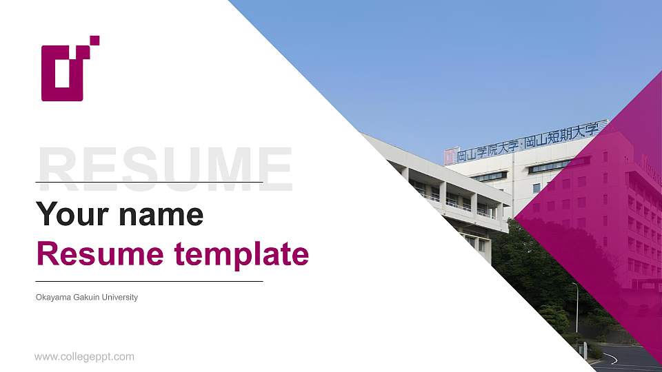 Okayama Gakuin University Resume PPT Template16:9 ratio PPT effect preview image
