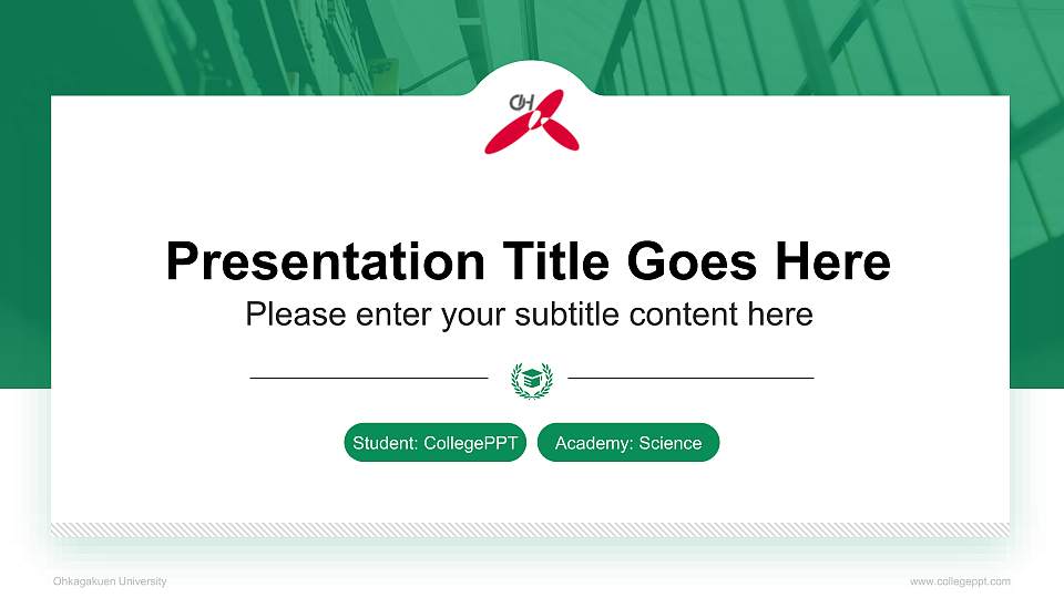 Ohkagakuen University National Scholarship Defense PPT Template16:9 ratio PPT effect preview image