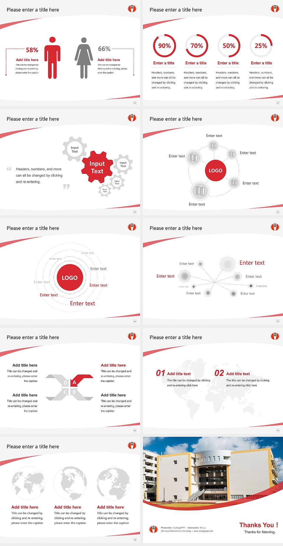 Okinawa International University Course/Courseware Creation PPT Template4:3 ratio PPT effect preview image4