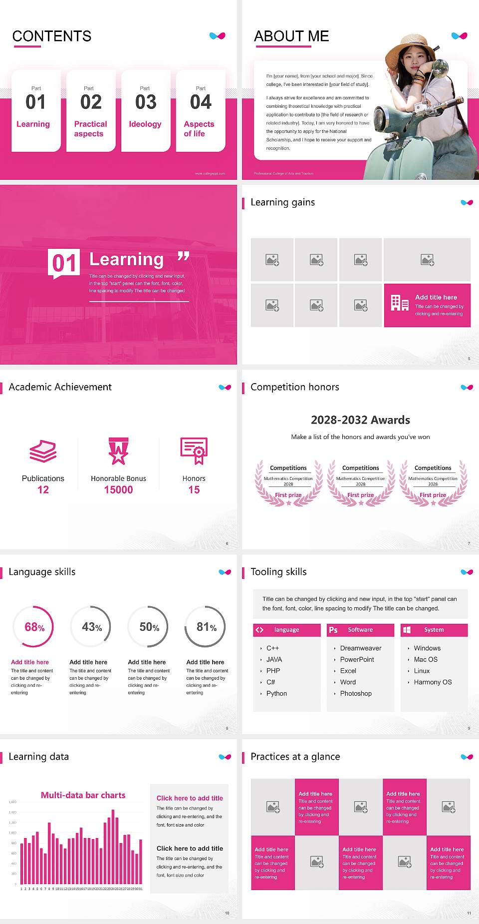 Professional College of Arts and Tourism National Scholarship Defense PPT Template4:3 ratio PPT effect preview image2
