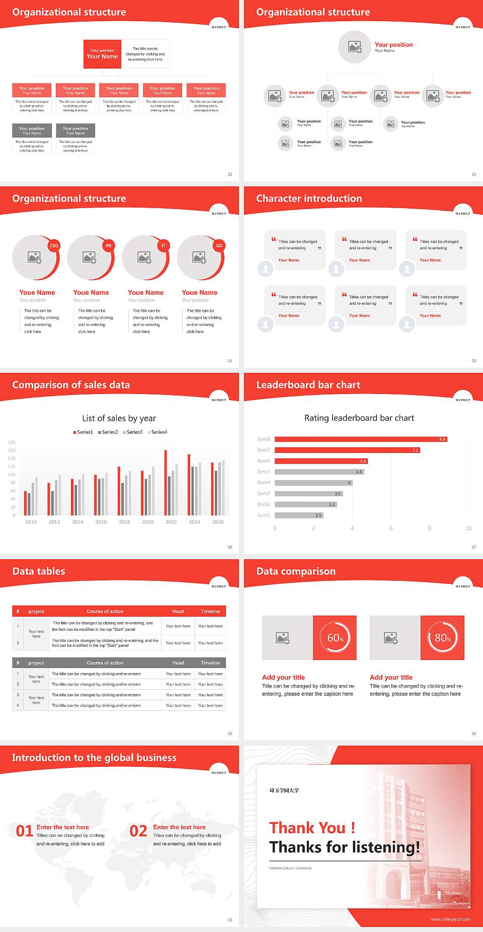 Saitama Gakuen University Academic Presentation/Research Findings Report PPT Template4:3 ratio PPT effect preview image4