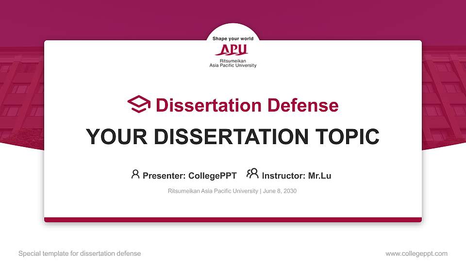 Ritsumeikan Asia Pacific University Graduation Thesis Defense PPT Template16:9 ratio PPT effect preview image