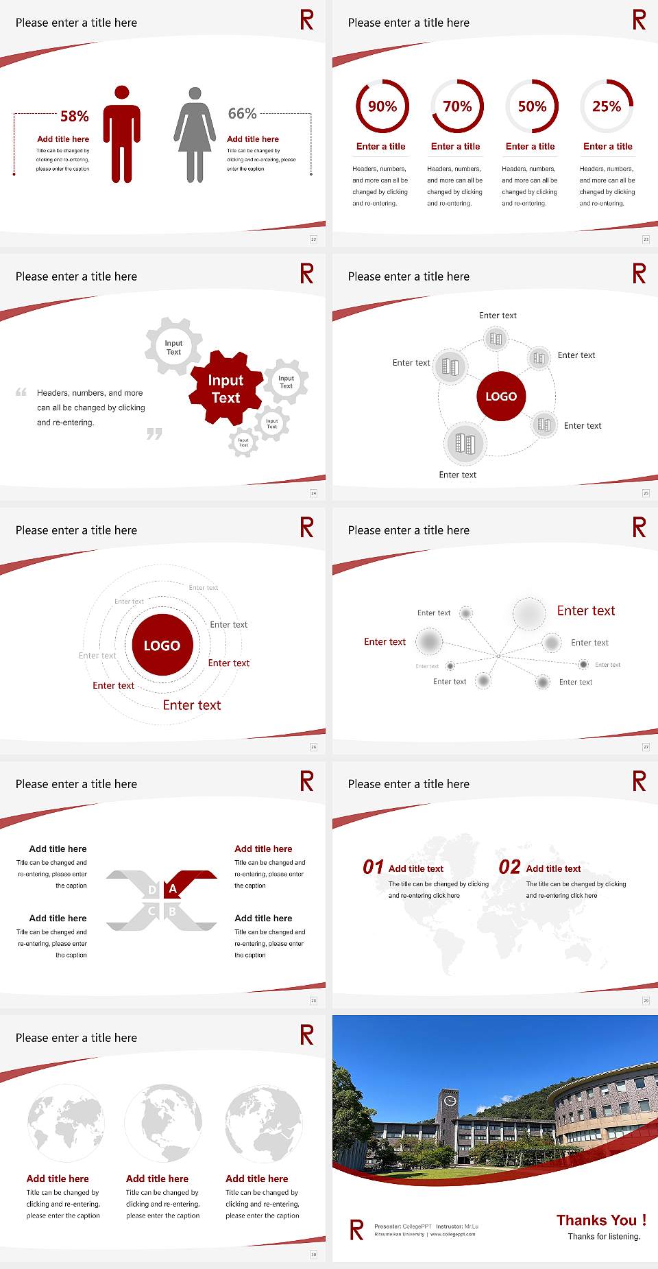 Ritsumeikan University Course/Courseware Creation PPT Template4:3 ratio PPT effect preview image4