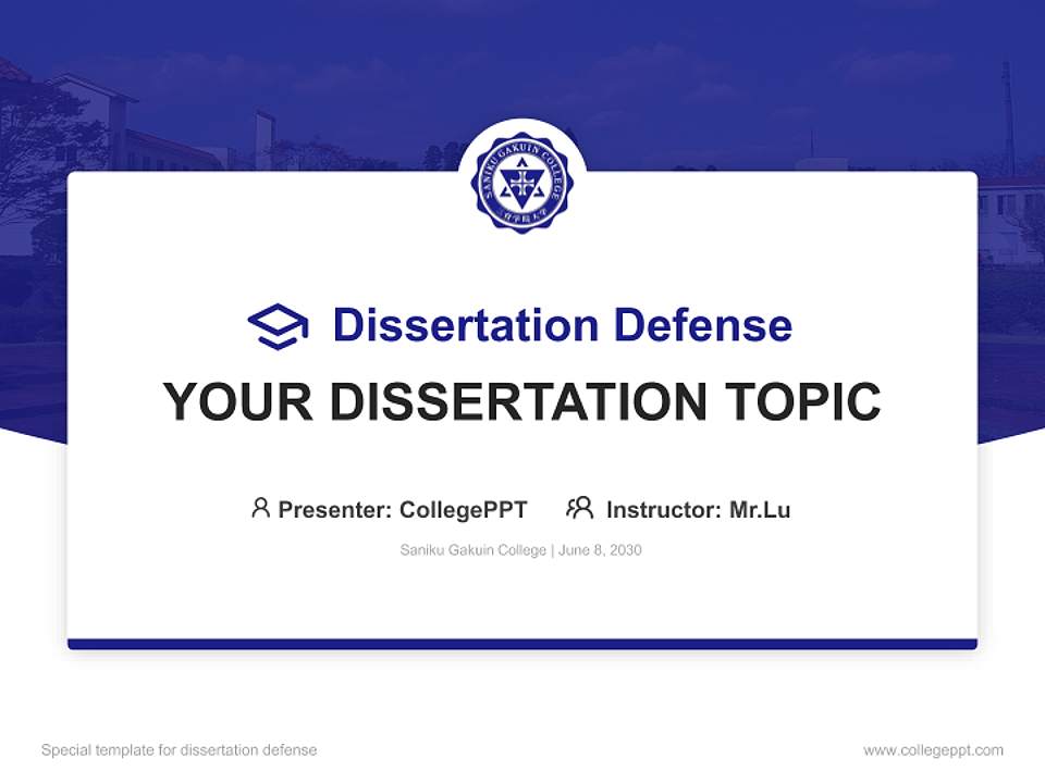 Saniku Gakuin College Graduation Thesis Defense PPT Template4:3 ratio PPT effect preview image7