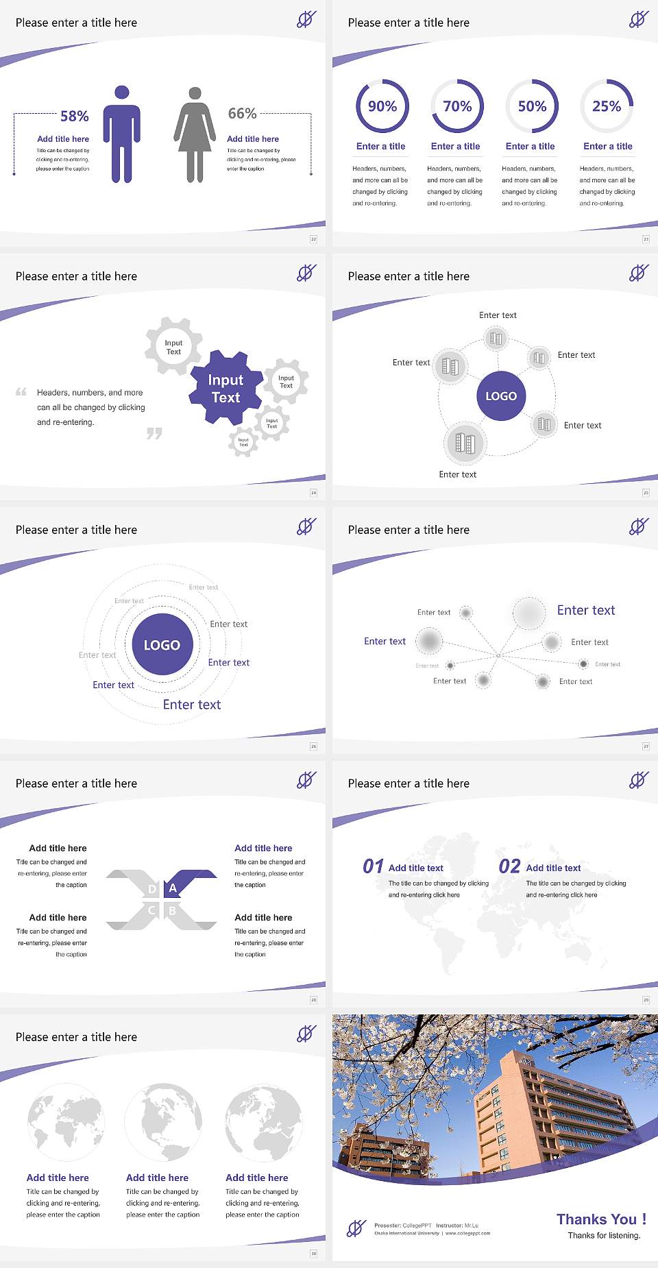 Osaka International University Course/Courseware Creation PPT Template4:3 ratio PPT effect preview image4