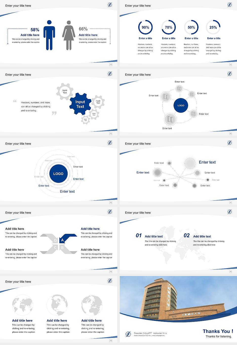 Osaka University of Tourism Course/Courseware Creation PPT Template16:9 ratio PPT effect preview image4