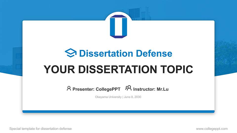 Okayama University Graduation Thesis Defense PPT Template16:9 ratio PPT effect preview image