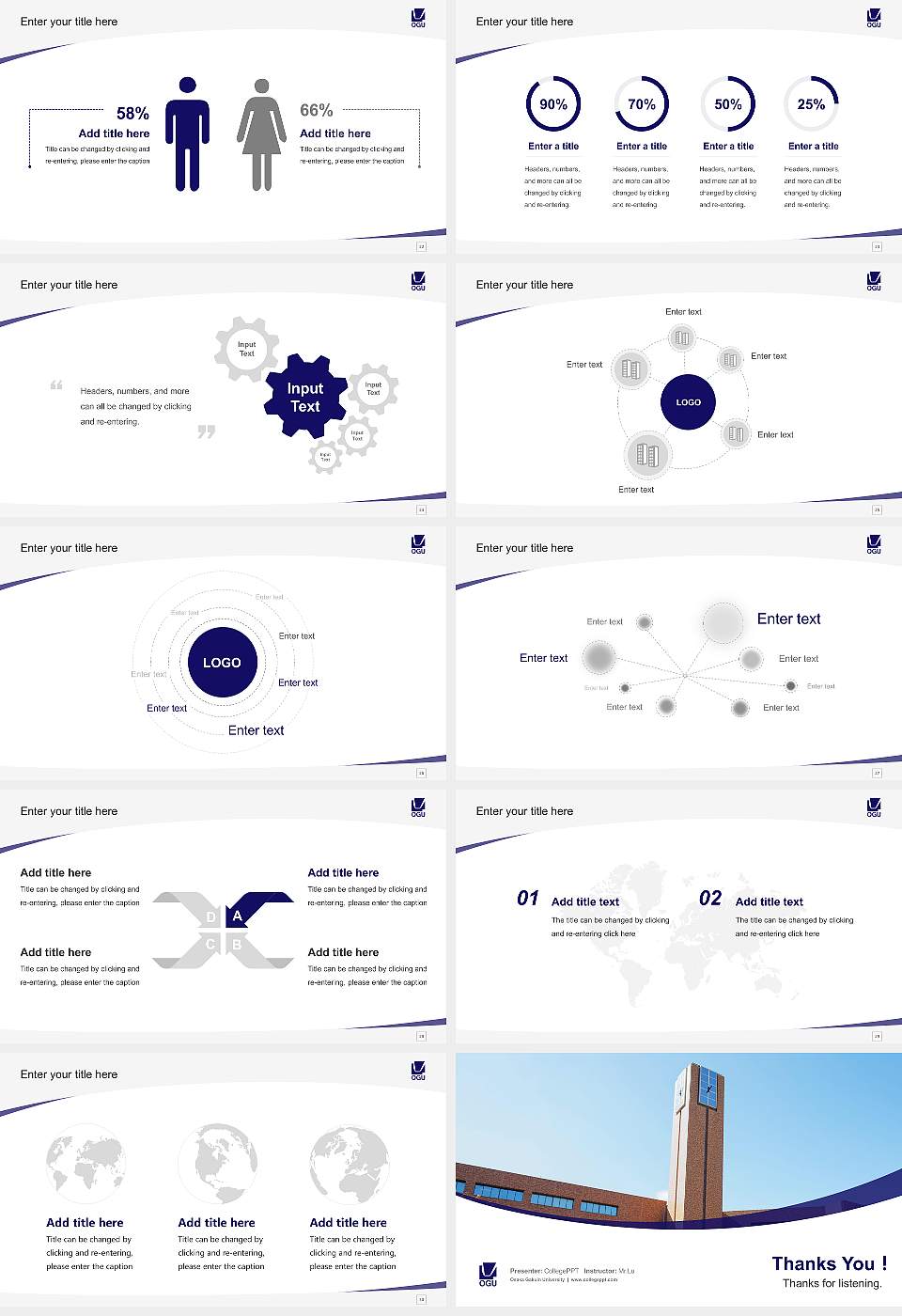 Osaka Gakuin University Course/Courseware Creation PPT Template16:9 ratio PPT effect preview image4