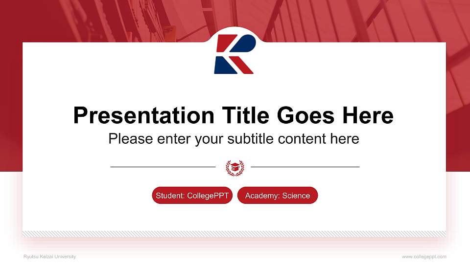 Ryutsu Keizai University National Scholarship Defense PPT Template16:9 ratio PPT effect preview image