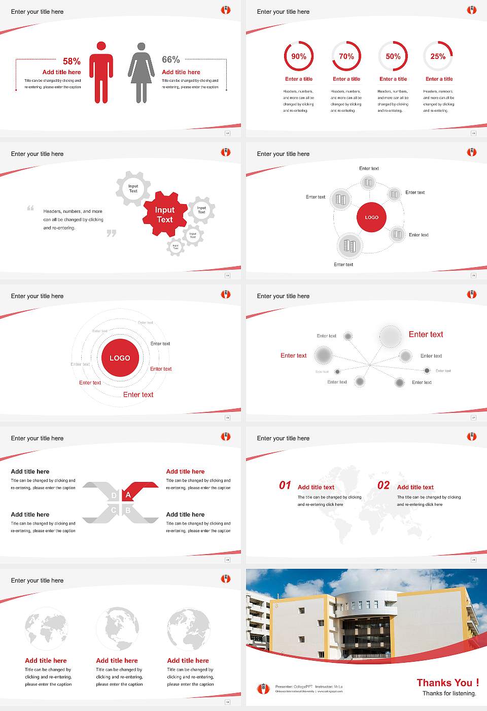 Okinawa International University Course/Courseware Creation PPT Template16:9 ratio PPT effect preview image4
