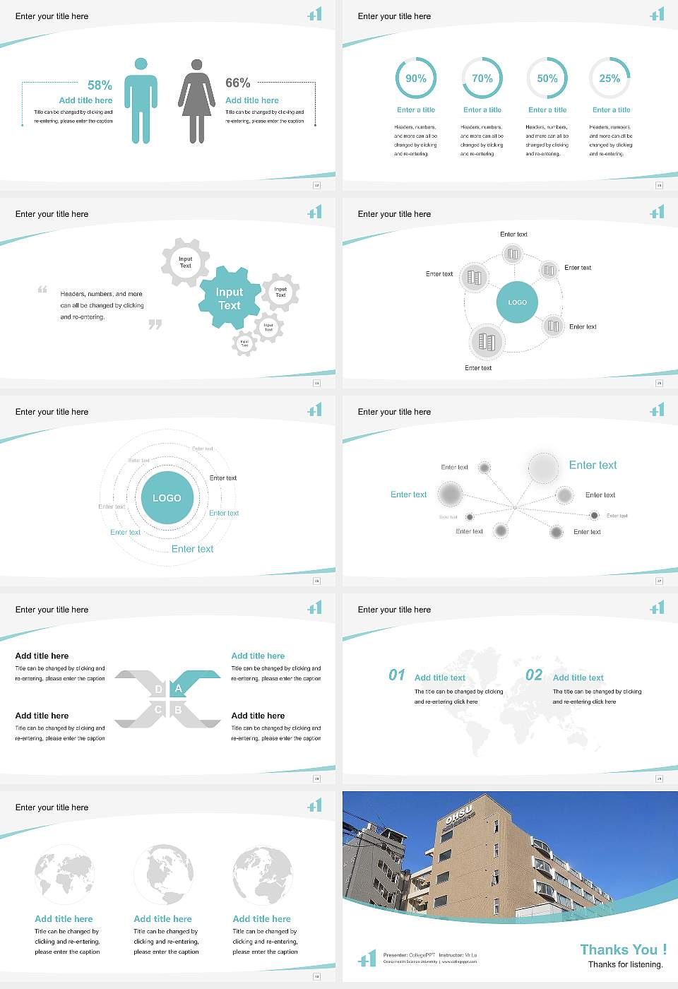 Osaka Health Science University Course/Courseware Creation PPT Template16:9 ratio PPT effect preview image4