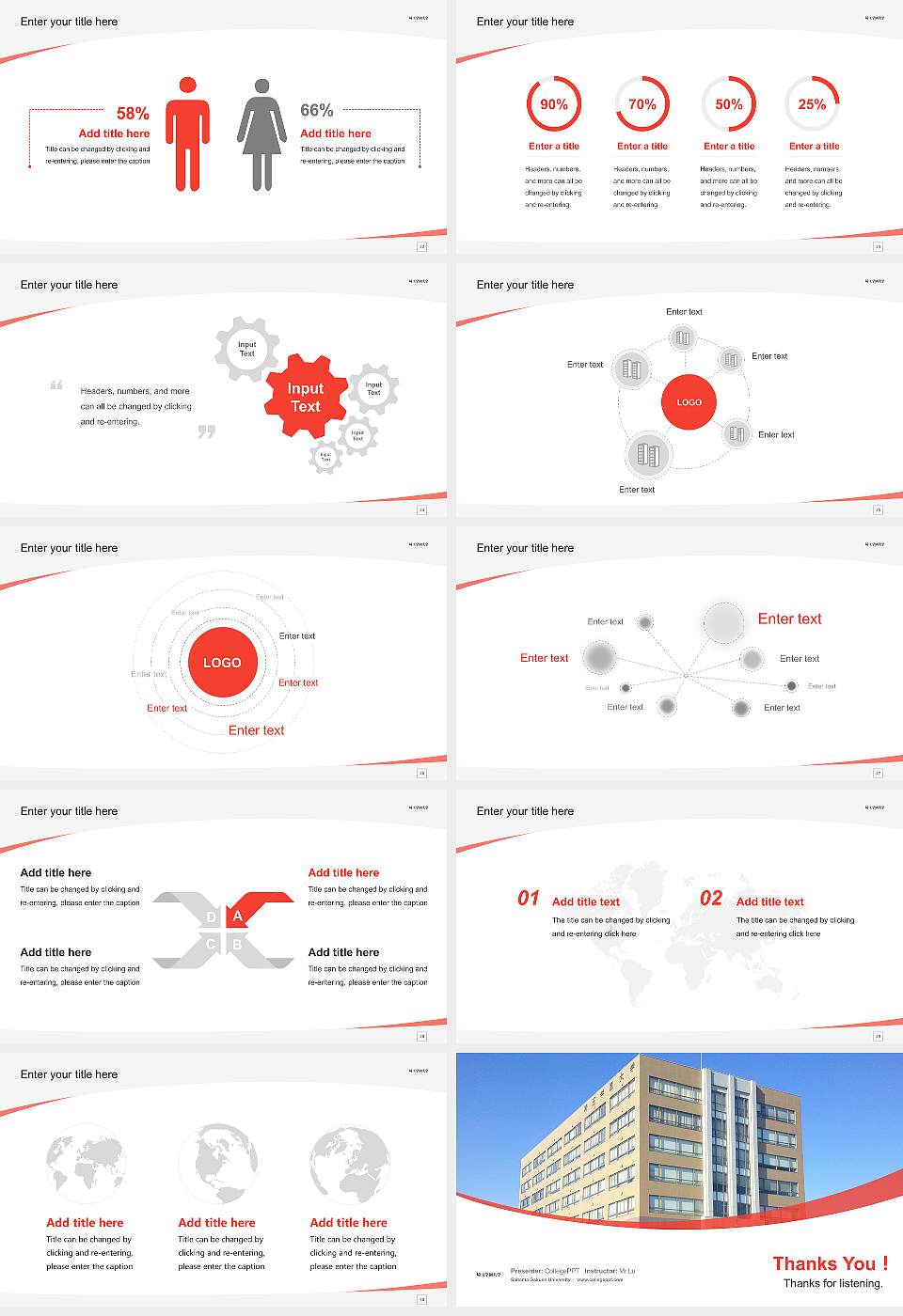 Saitama Gakuen University Course/Courseware Creation PPT Template16:9 ratio PPT effect preview image4