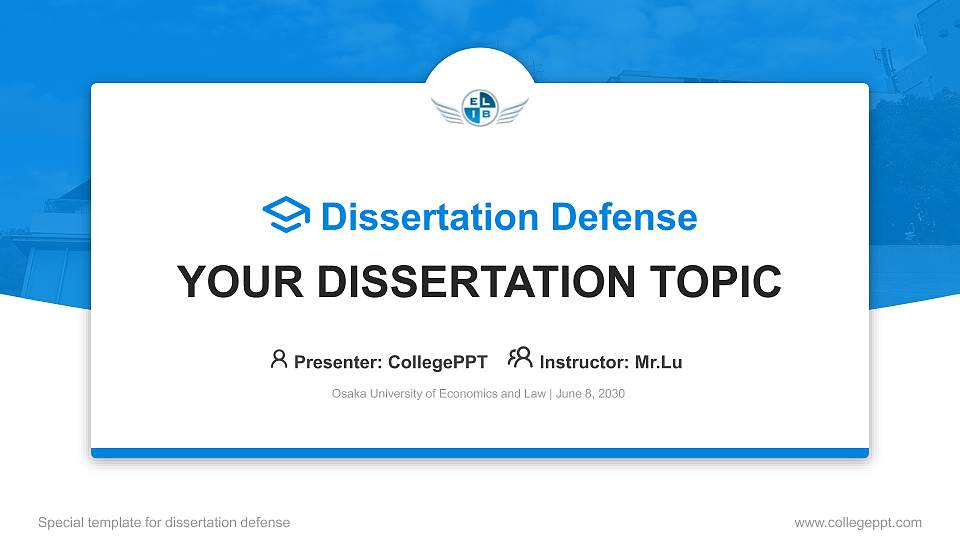 Osaka University of Economics and Law Graduation Thesis Defense PPT Template16:9 ratio PPT effect preview image