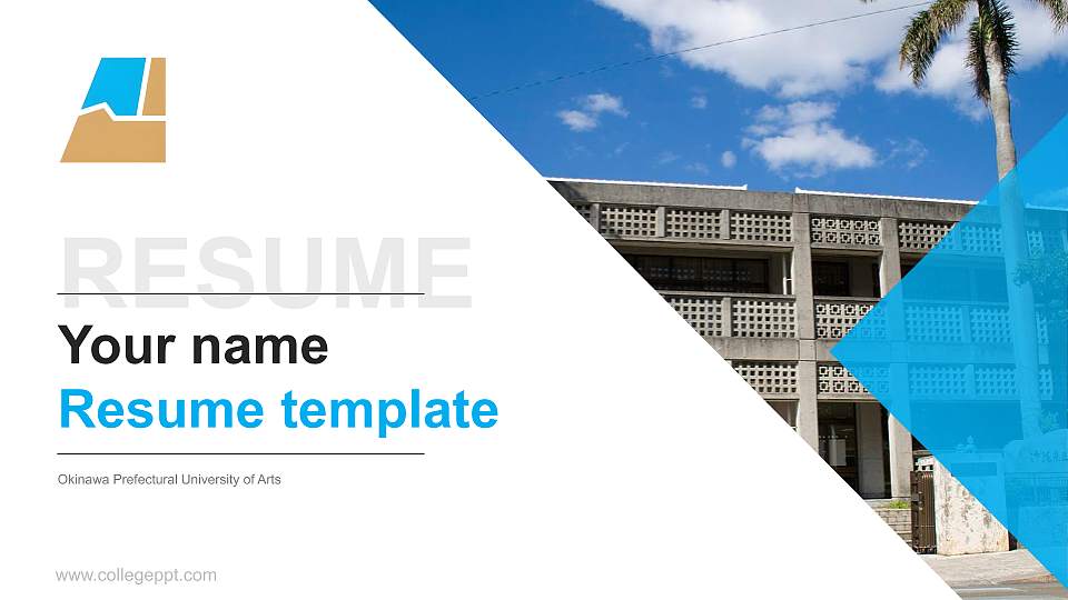 Okinawa Prefectural University of Arts Resume PPT Template16:9 ratio PPT effect preview image