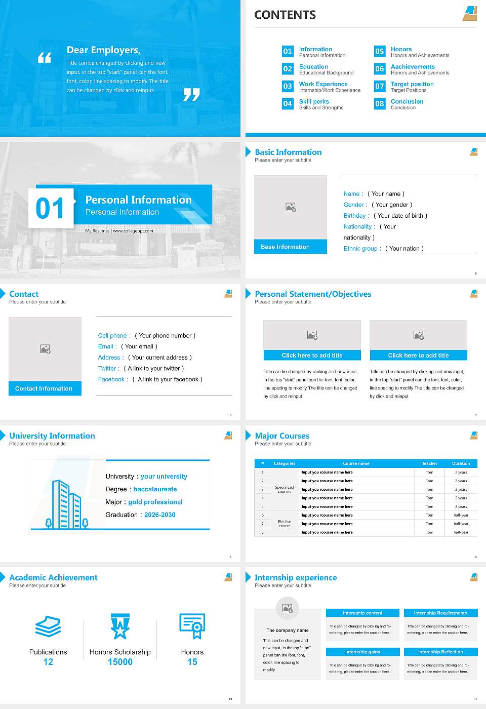 Okinawa Prefectural University of Arts Resume PPT Template16:9 ratio PPT effect preview image2