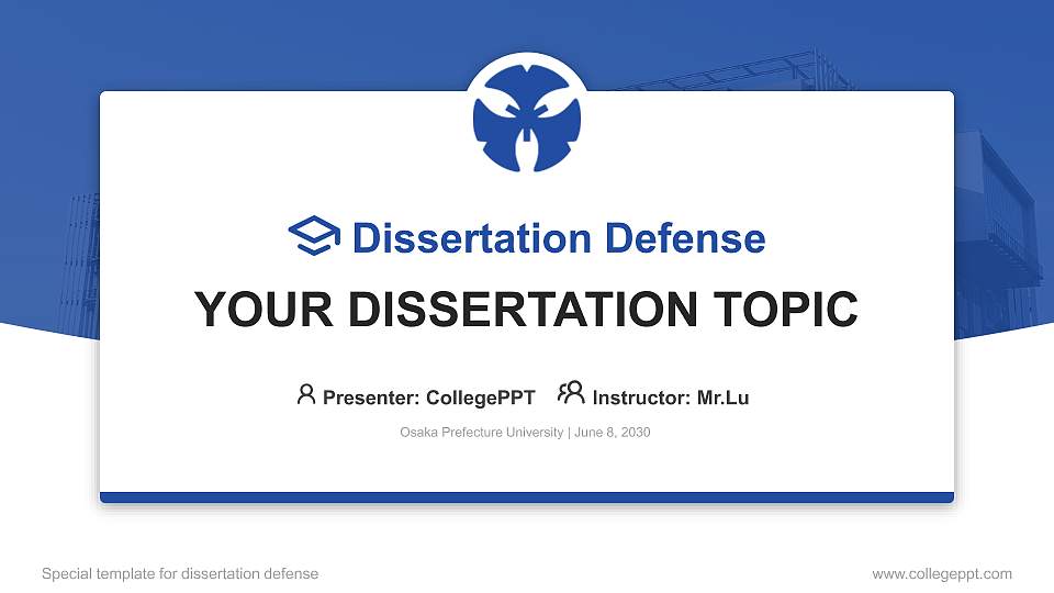 Osaka Prefecture University Graduation Thesis Defense PPT Template16:9 ratio PPT effect preview image