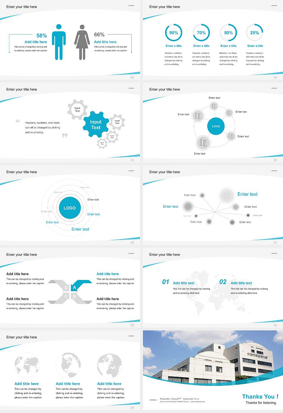 Osaka Yukioka College of Health Science Course/Courseware Creation PPT Template16:9 ratio PPT effect preview image4