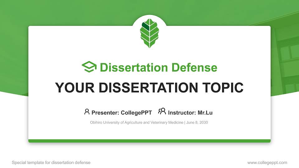 Obihiro University of Agriculture and Veterinary Medicine Graduation Thesis Defense PPT Template16:9 ratio PPT effect preview image