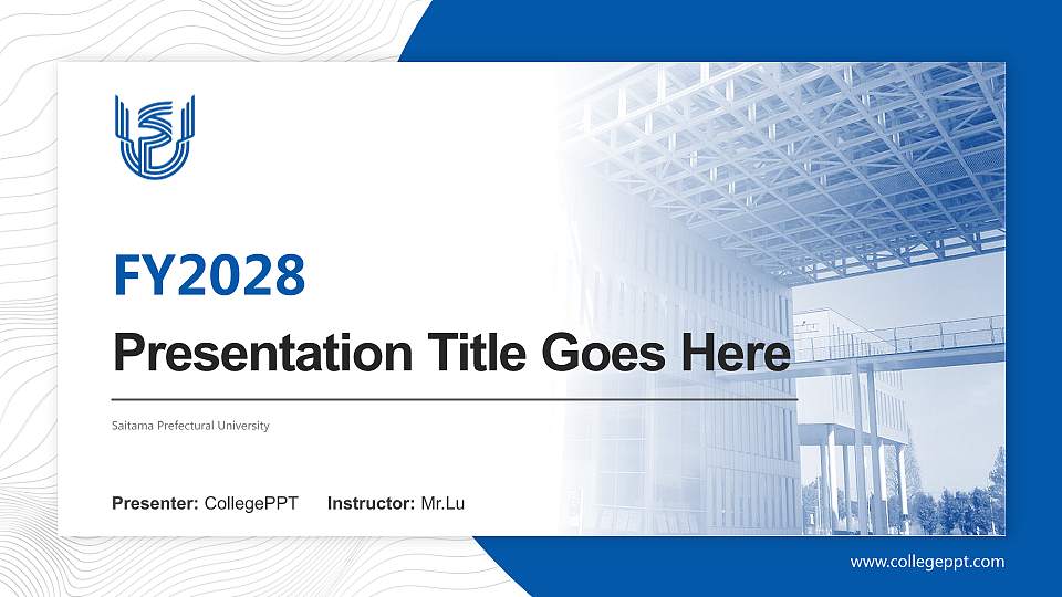 Saitama Prefectural University Academic Presentation/Research Findings Report PPT Template16:9 ratio PPT effect preview image