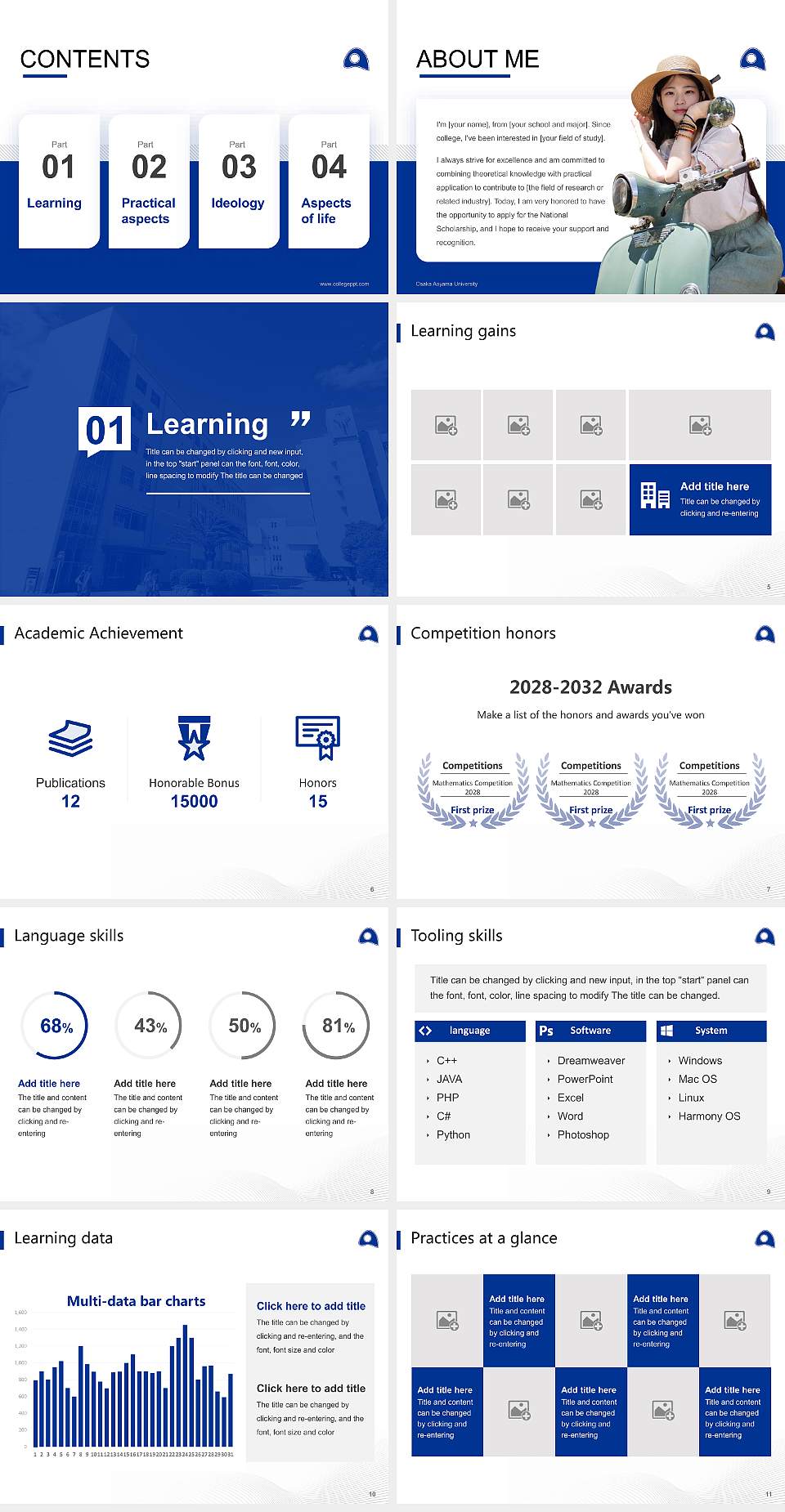 Osaka Aoyama University National Scholarship Defense PPT Template4:3 ratio PPT effect preview image2
