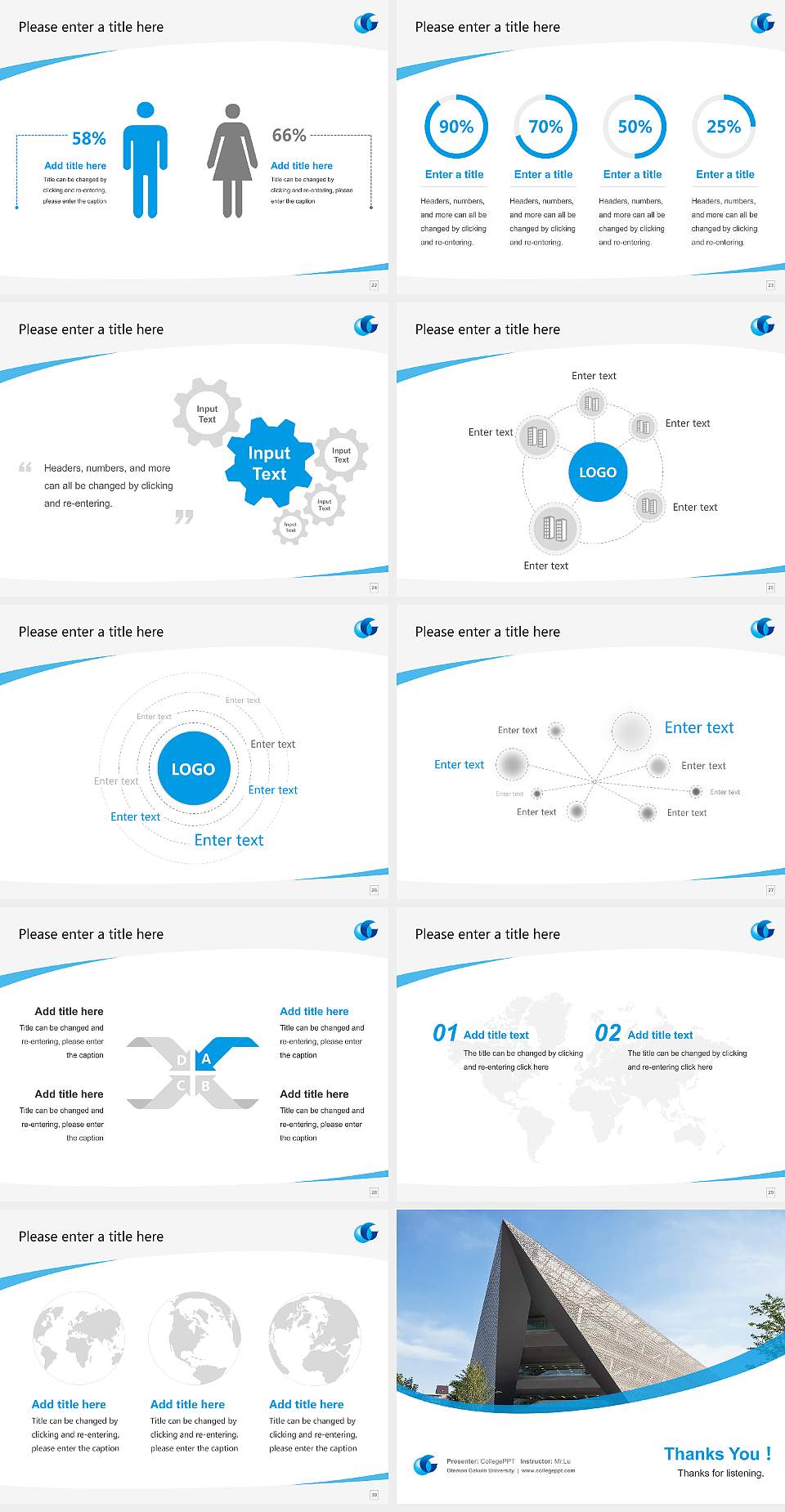 Otemon Gakuin University Course/Courseware Creation PPT Template4:3 ratio PPT effect preview image4