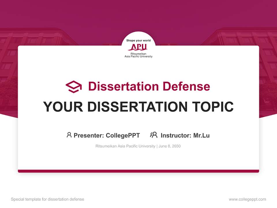 Ritsumeikan Asia Pacific University Graduation Thesis Defense PPT Template4:3 ratio PPT effect preview image7