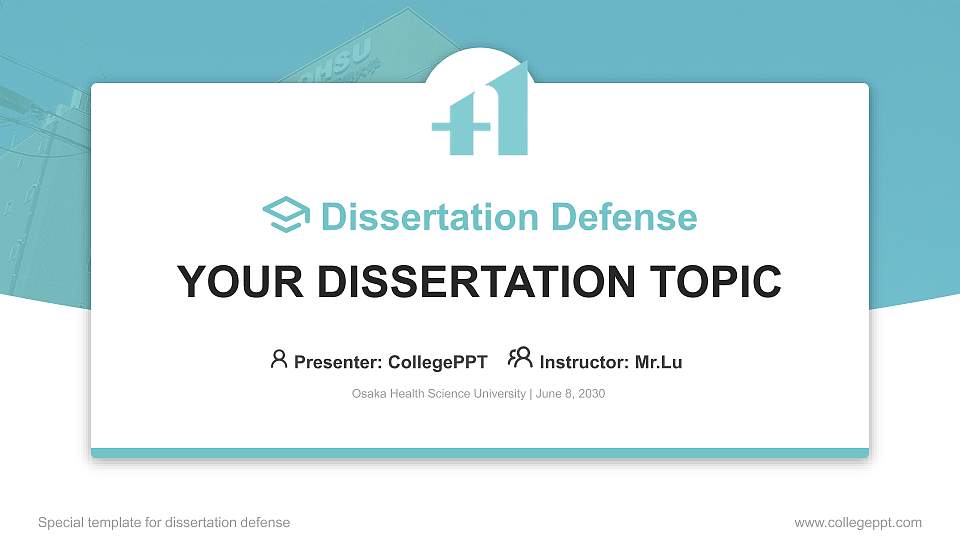 Osaka Health Science University Graduation Thesis Defense PPT Template16:9 ratio PPT effect preview image