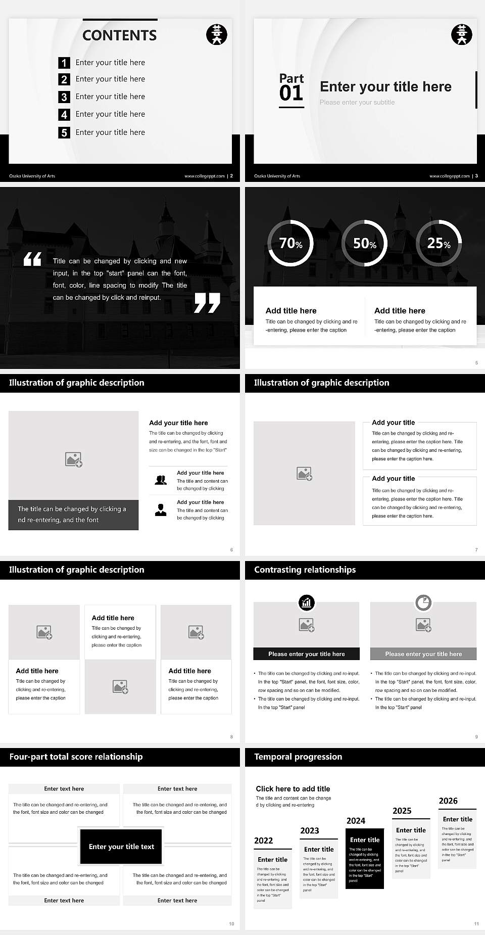 Osaka University of Arts Thesis Proposal/Graduation Defense PPT Template4:3 ratio PPT effect preview image2