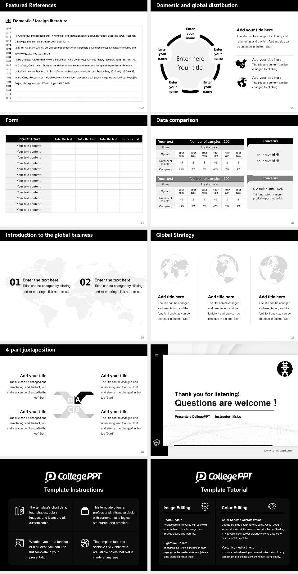 Osaka University of Arts Thesis Proposal/Graduation Defense PPT Template4:3 ratio PPT effect preview image4