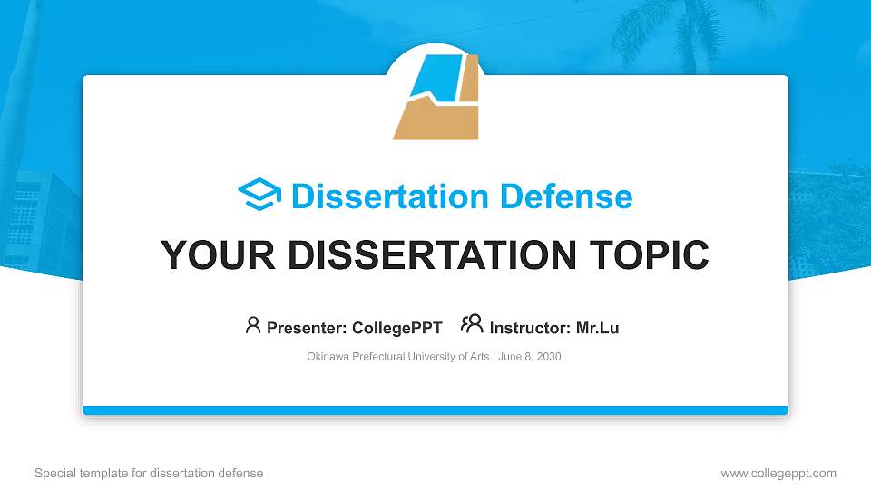 Okinawa Prefectural University of Arts Graduation Thesis Defense PPT Template16:9 ratio PPT effect preview image