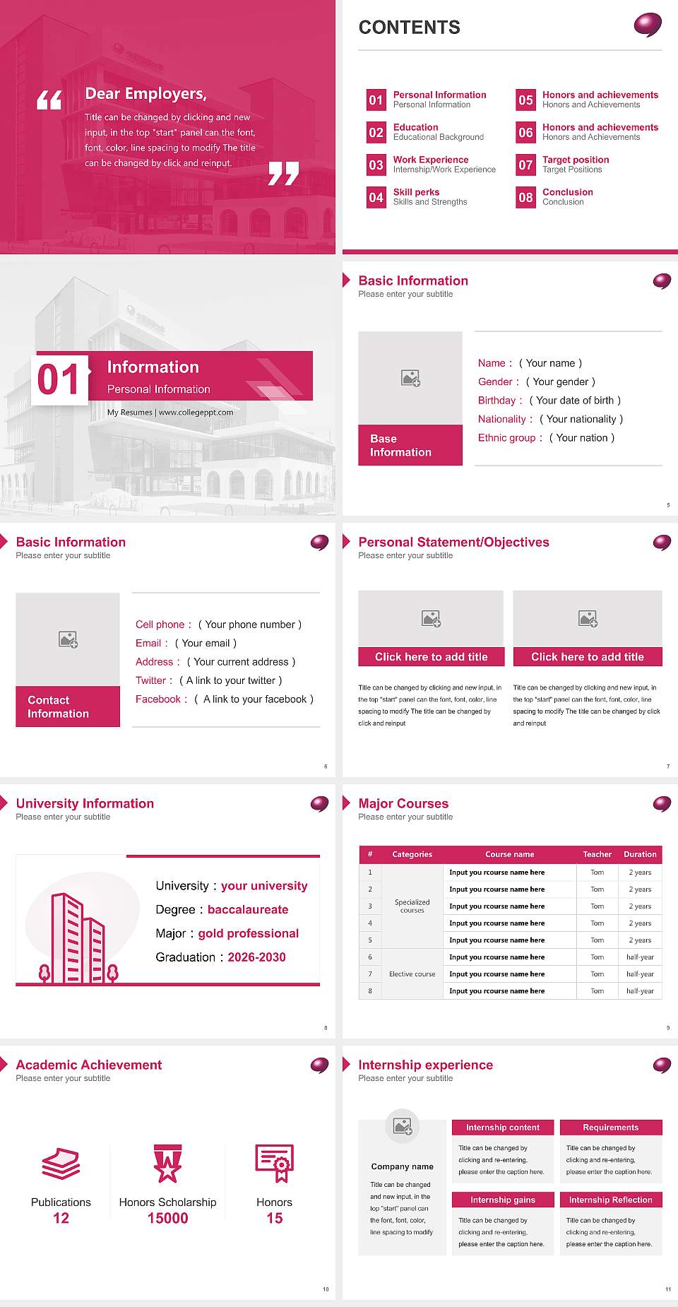 Osaka University of Commerce Resume PPT Template4:3 ratio PPT effect preview image2