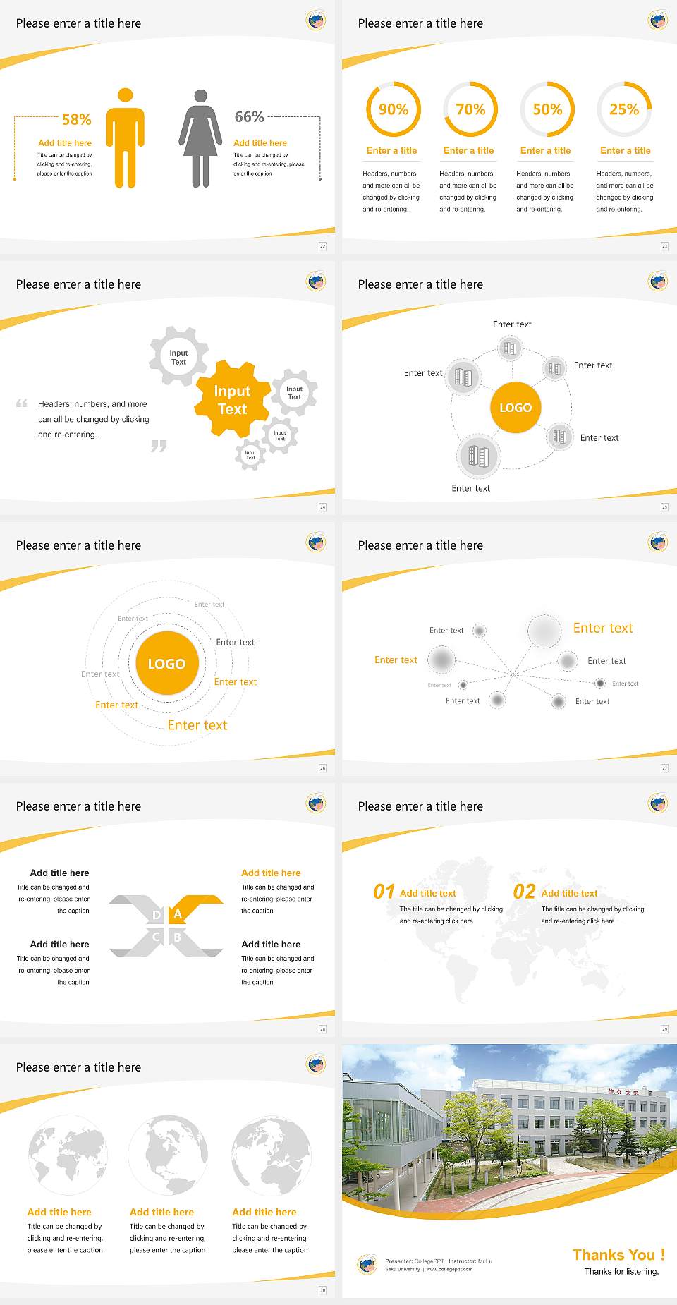 Saku University Course/Courseware Creation PPT Template4:3 ratio PPT effect preview image4