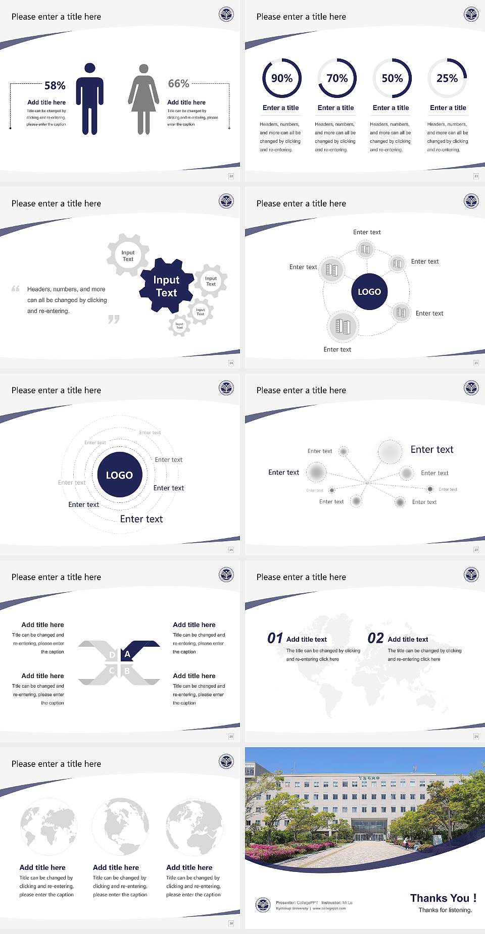 Ryotokuji University Course/Courseware Creation PPT Template4:3 ratio PPT effect preview image4