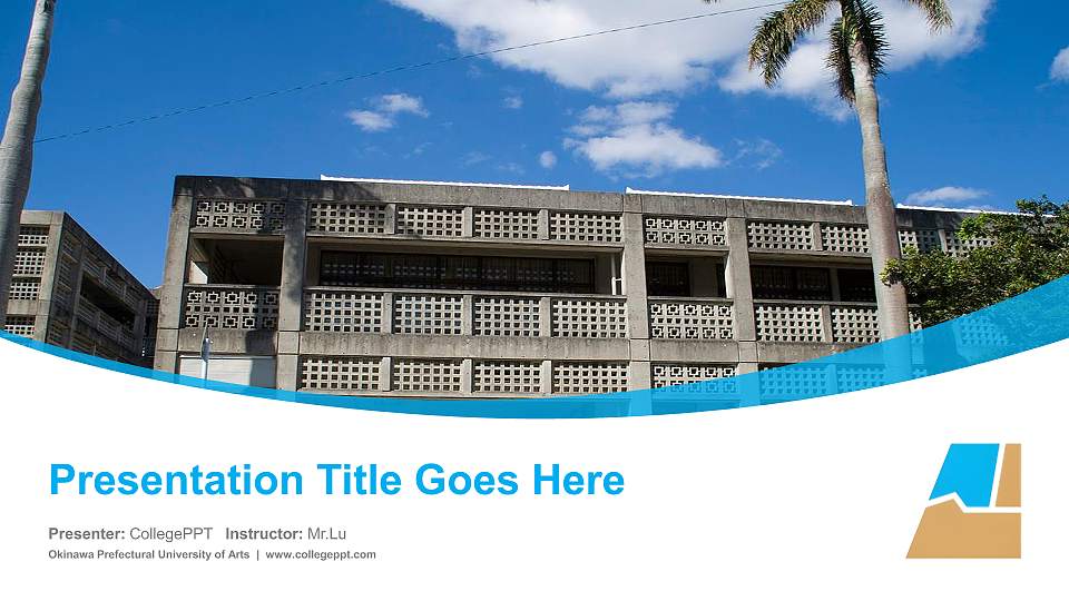 Okinawa Prefectural University of Arts Course/Courseware Creation PPT Template16:9 ratio PPT effect preview image