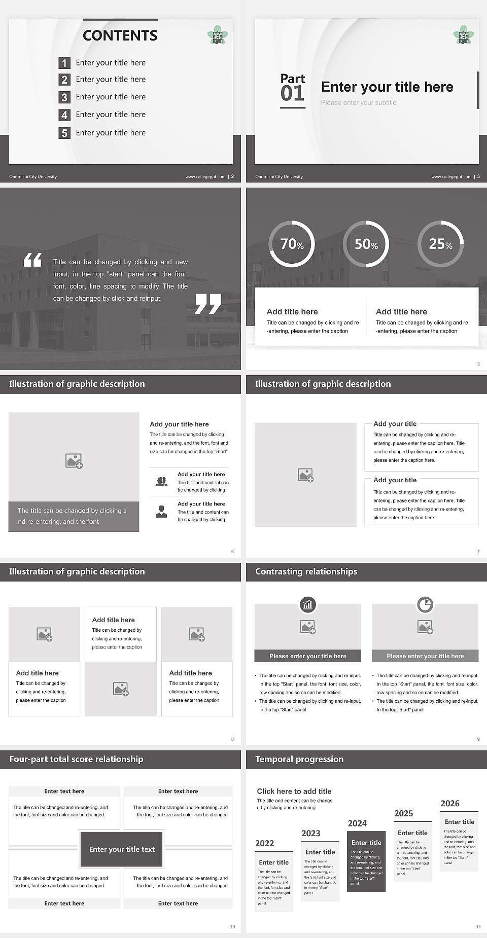 Onomichi City University Thesis Proposal/Graduation Defense PPT Template4:3 ratio PPT effect preview image2
