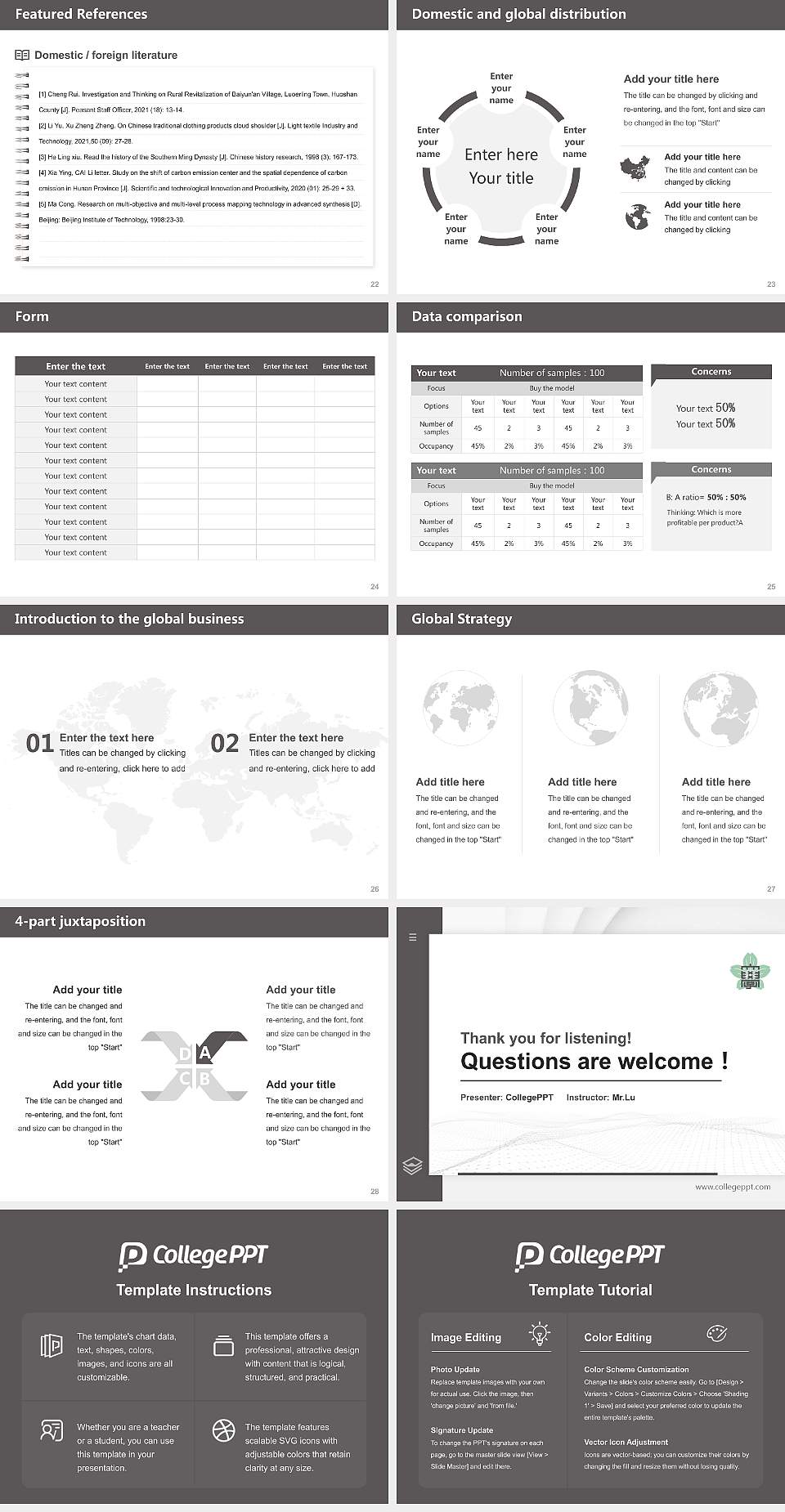 Onomichi City University Thesis Proposal/Graduation Defense PPT Template4:3 ratio PPT effect preview image4